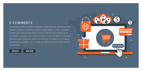 Set of flat online shopping and e-commerce icons