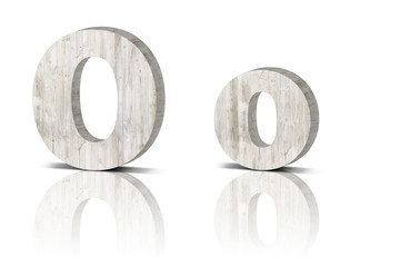 3D Letter wooden Alphabet. uppercase and lowercase O o