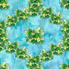 Digital watercolor seamless spring floral pattern - 320054765