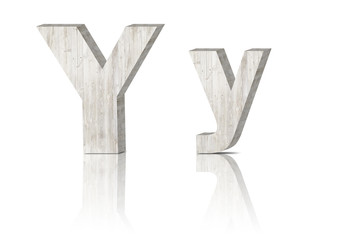 3D Letter wooden Alphabet. uppercase and lowercase Y y