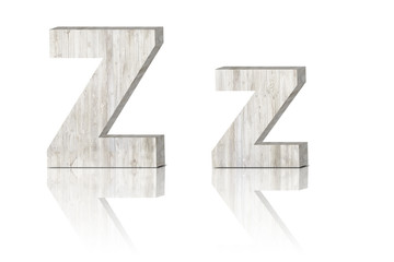 3D Letter wooden Alphabet. uppercase and lowercase Z z