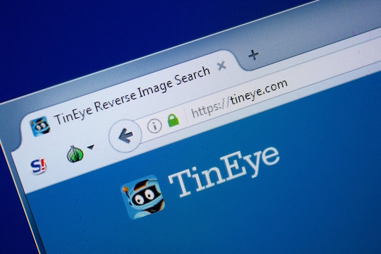 Ryazan, Russia - September 09, 2018: Homepage of Tin Eye website on the display of PC, url - TinEye.com