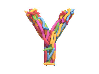 Multicolored balloon font.