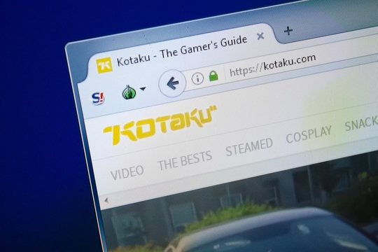 Ryazan, Russia - August 26, 2018: Homepage of Kotaku website on the display of PC. Url - Kotaku.com