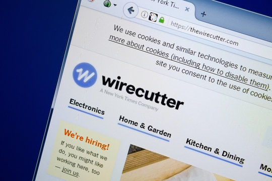 Ryazan, Russia - August 26, 2018: Homepage of The Wire Cutter website on the display of PC. Url - TheWireCutter.com