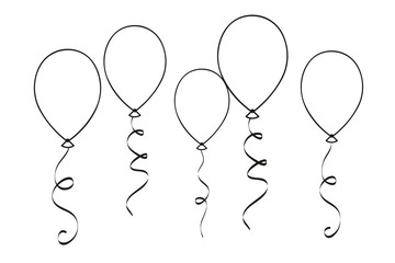 balloons for coloring book isolated on white background vector illustration EPS10 - obrazy, fototapety, plakaty