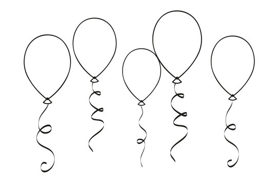 balloons for coloring book isolated on white background vector illustration EPS10