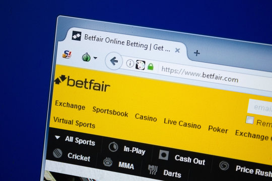 Ryazan, Russia - August 26, 2018: Homepage of Bet Fair website on the display of PC. Url - BetFair.com