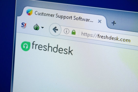 Ryazan, Russia - August 26, 2018: Homepage of Fresh Desk website on the display of PC. Url - FreshDesk.com