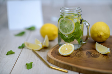 herbal tea with lemon and mint