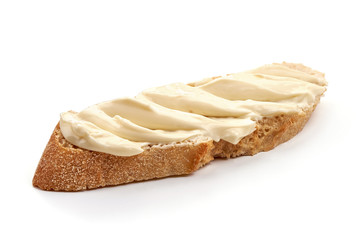 Cream cheese sandwich, Mascarpone, isolated on white background