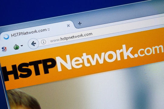 Ryazan, Russia - August 26, 2018: Homepage of HSTP Network website on the display of PC. Url - HSTPNetwork.com