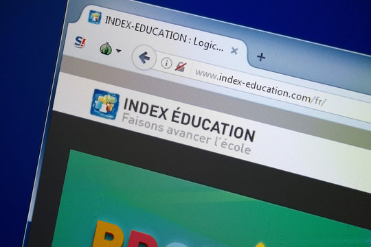 Ryazan, Russia - August 26, 2018: Homepage of Index Education website on the display of PC. Url - Index-Education.com