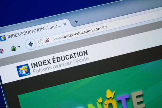 Ryazan, Russia - August 26, 2018: Homepage of Index Education website on the display of PC. Url - Index-Education.com