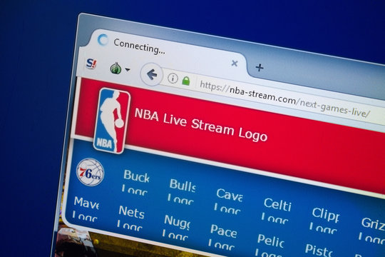Ryazan, Russia - August 26, 2018: Homepage of NBA-Stream website on the display of PC. Url - NBA-Stream.com