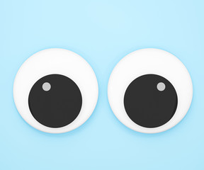 Cute googly eyes funny Isolated on blue pastel background , crazy kawaii eyes minimal idea creative...