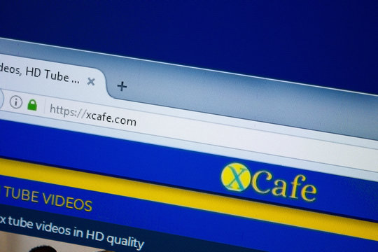 Ryazan, Russia - August 26, 2018: Homepage of Xcafe website on the display of PC. Url - Xcafe.com