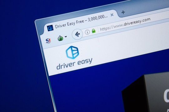 Ryazan, Russia - August 26, 2018: Homepage of Driver Easy website on the display of PC. Url - DriverEasy.com