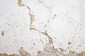Composition with concrete cement wall with crack in industrial building, Will be good for your design and texture background. Old grunge cracked wall for background