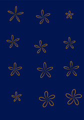Card pattern with flower. Wedding navy blue and gold concept. Floral poster, invite. Illustration decorative greeting card or invitation design background.