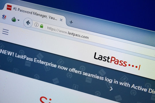 Ryazan, Russia - August 26, 2018: Homepage of Last Pass website on the display of PC. Url - LastPass.com
