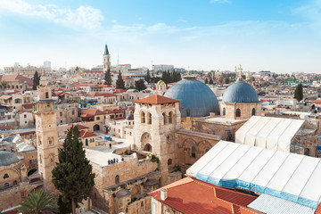 Fototapeta na wymiar Church of the Holy Sepulcher, Jerusalem, Israel. Top view.