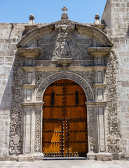 Historic architecture of local church in Arequipa/Peru