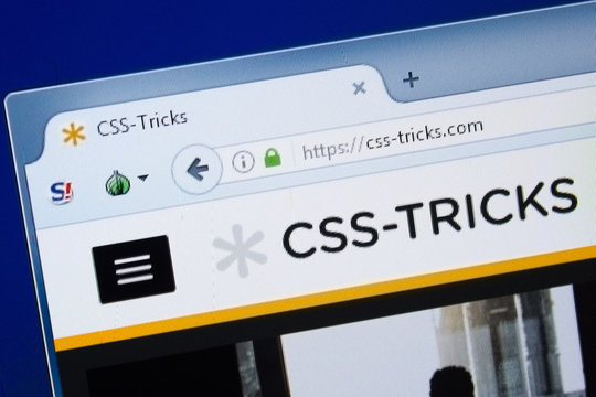 Ryazan, Russia - August 26, 2018: Homepage of CSS- Tricks website on the display of PC. Url - CSS-Tricks.com