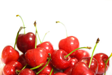 Some cherries isolated on a white background.