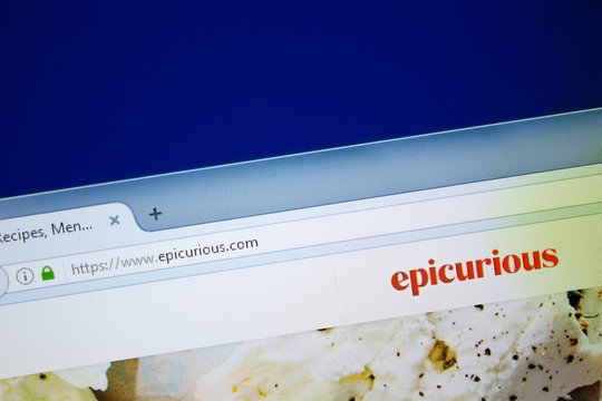 Ryazan, Russia - August 26, 2018: Homepage of Epicurious website on the display of PC. Url - Epicurious.com