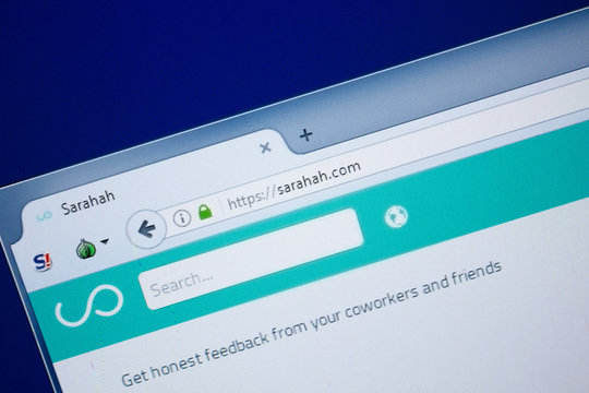 Ryazan, Russia - August 26, 2018: Homepage of Sarahah website on the display of PC. Url - Sarahah.com