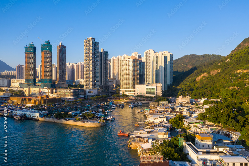 Wall mural Aerial view Lei Yue Mun of Hong Kong