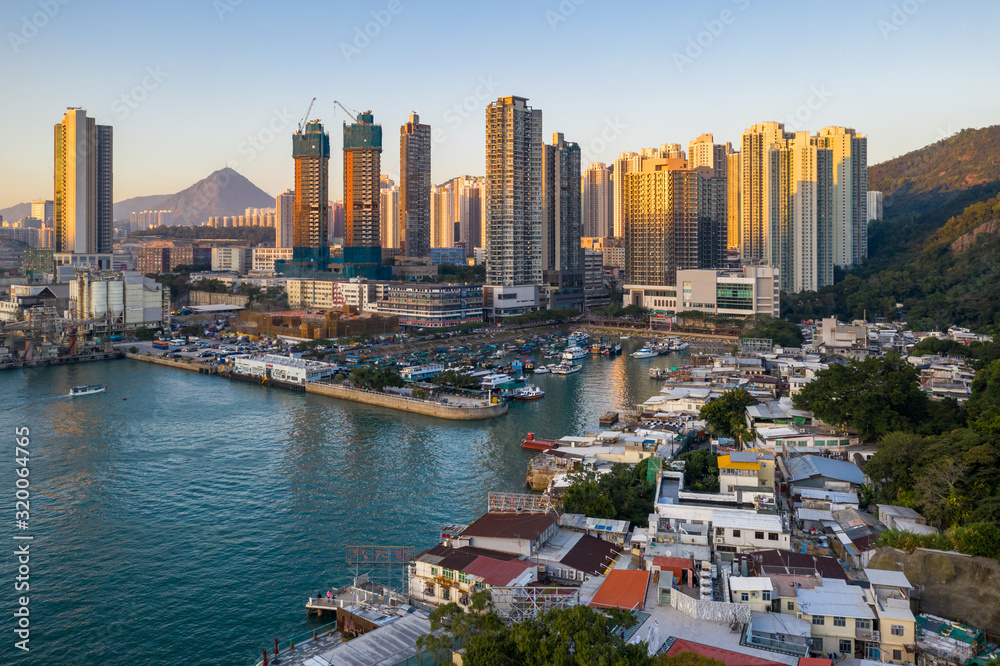 Canvas Prints Aerial view Lei Yue Mun of Hong Kong