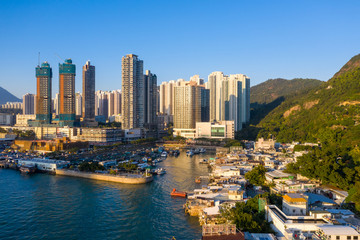 Fototapeta na wymiar Aerial view Lei Yue Mun of Hong Kong