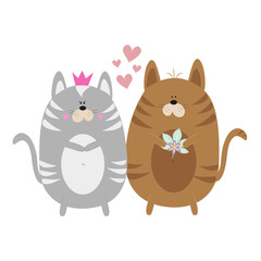 Cute loving cats with flowers and hearts. Good for greeting card, poster, banner, textile print, and gift design.