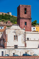 Church and bell tower in Bosa