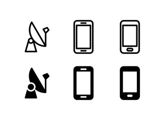 Satellite & Phones 48 Pixel Outline Glyph Icon Vector