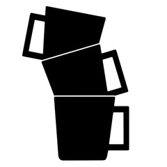 black icon of piled up mugs
