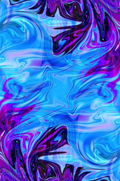 Fototapeta Abstract holographic background in fluid neon art, trendy colorful texture in blue, violet, purple, pink colors design with optical illusion effect. Liquid fluid medium aesthetics for mobile wallpaper