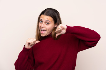 Teenager girl over isolated background proud and self-satisfied