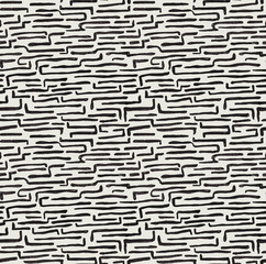 Hand made seamless abstract black strokes pattern on white background. Marker grunge scribble...