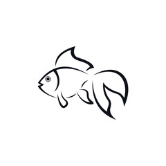 Draw a line of fish icons. Creative vector illustration of a fish club or fish shop