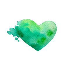 watercolor green heart
