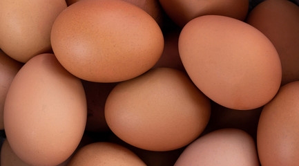 Close up brown raw eggs