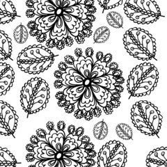  Vector illustration. Abstract flower with leaves. Design for wallpaper, screensavers, covers, print textile.