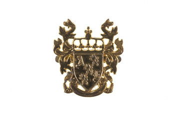 golden medieval coat of arms isolated on white background