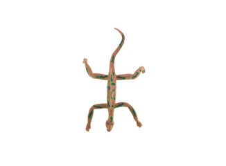Obraz premium green toy lizard isolated on white background