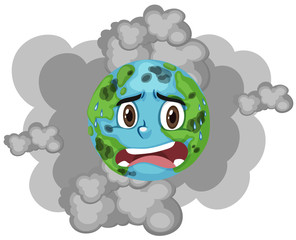 Pollution on earth with smoke in background