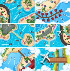 Set of aerial view scenes