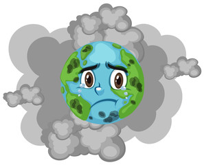 Pollution on earth with dirty smoke in background